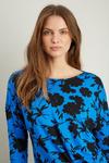 Wallis Cobalt And Black Floral Jersey Knot Side Top thumbnail 4