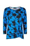 Wallis Cobalt And Black Floral Jersey Knot Side Top thumbnail 5