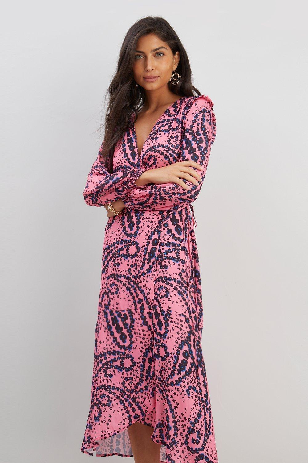 Wallis pink shop animal print dress