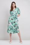 Wallis Green Floral Shirred Cuff Button Through Dress thumbnail 2