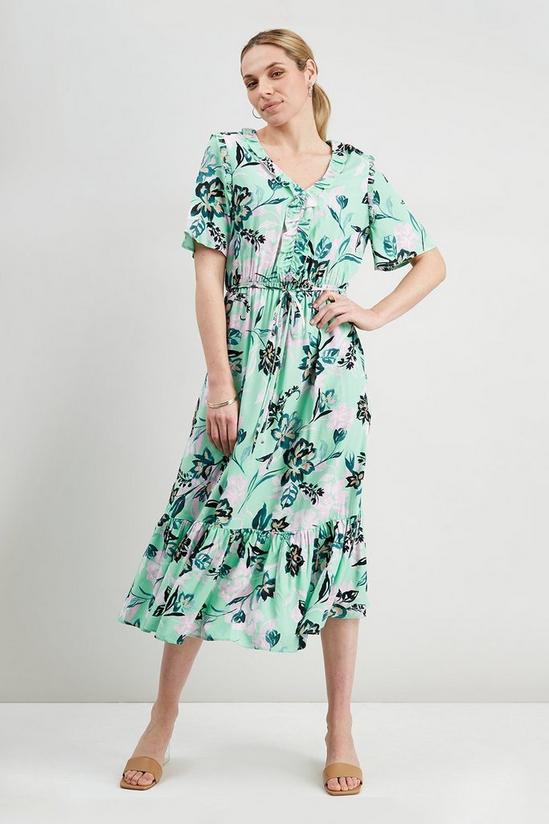 Wallis Floral Tiered Button Dress 2