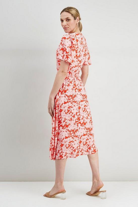 Wallis Floral Shirred Button Through Midi Dress 3