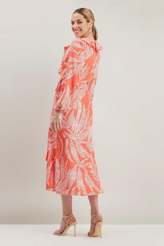 Wallis Leaf Print Wrap Ruffle Dress 3
