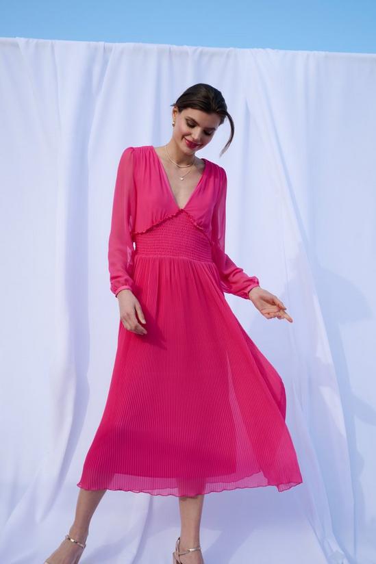 Wallis Pink Pleated Shirred Detail Maxi Dress 3