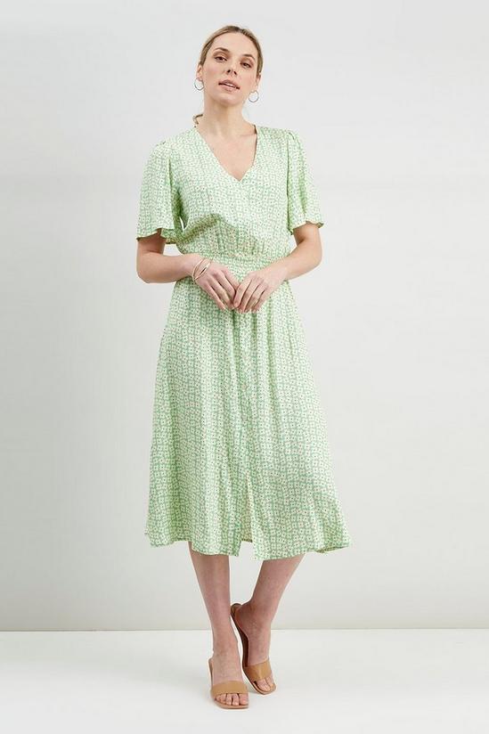 Wallis Floral Shirred Button Through Midi Dress 1