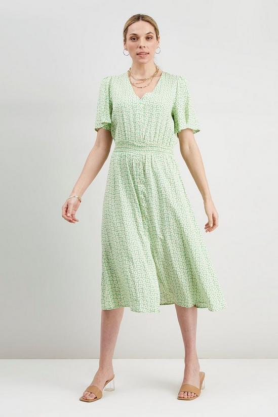 Wallis Floral Shirred Button Through Midi Dress 2
