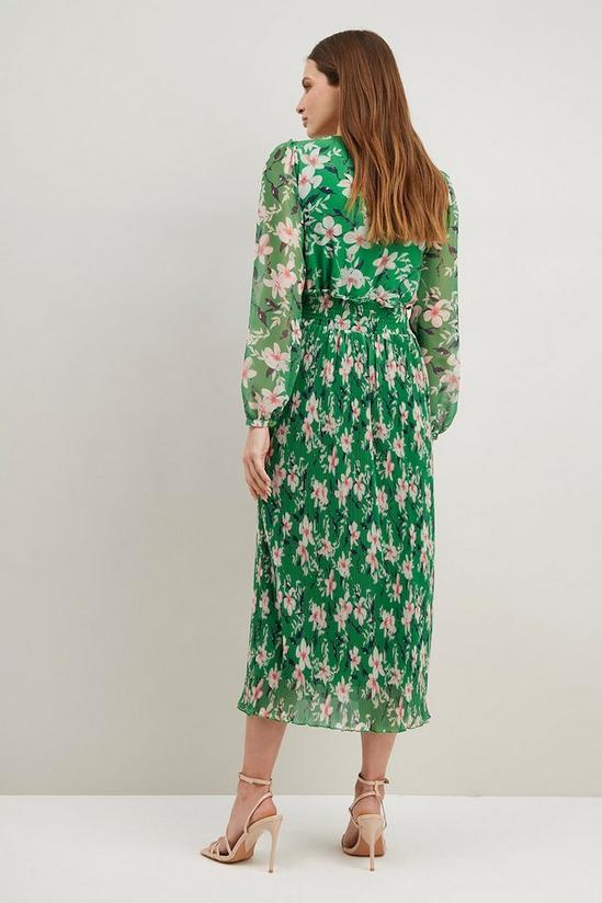 Wallis Floral Pleated Dress With Sheering Maxi Detail 3