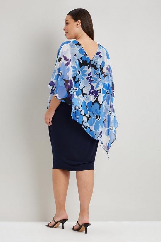 Wallis Curve Blue Floral Overlay Dress 3