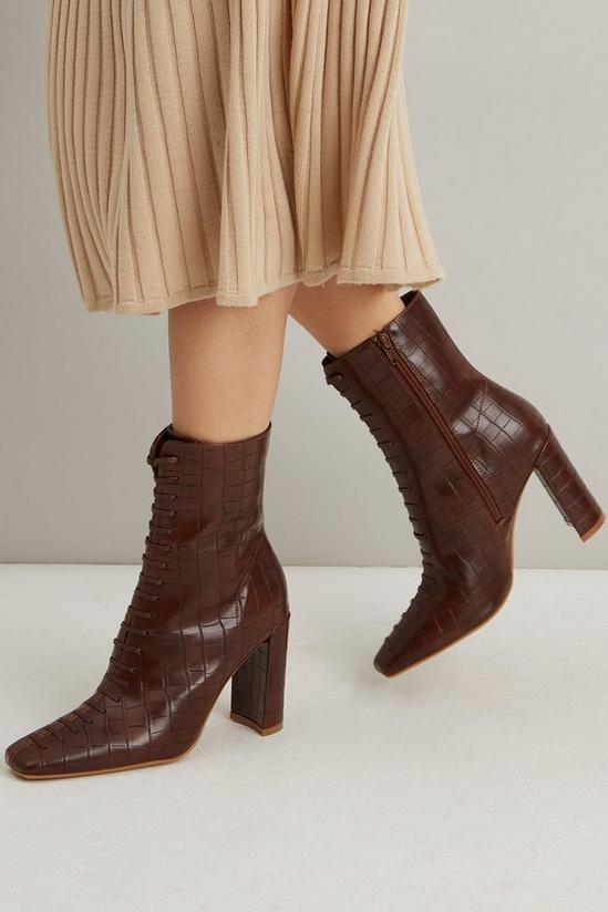 Wallis Almond Lace Up Detail Heeled Ankle Boot 3