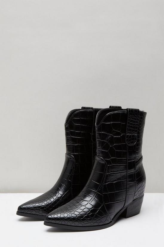 Wallis Alexis Croc Detail Western Boots 1