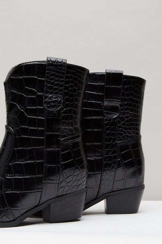 Wallis Alexis Croc Detail Western Boots 3
