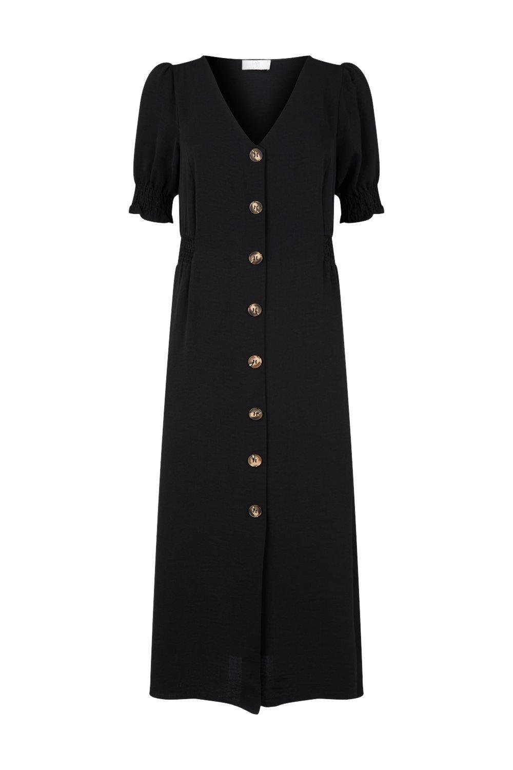 Dresses Petite Black Button Through Midi Dress Wallis