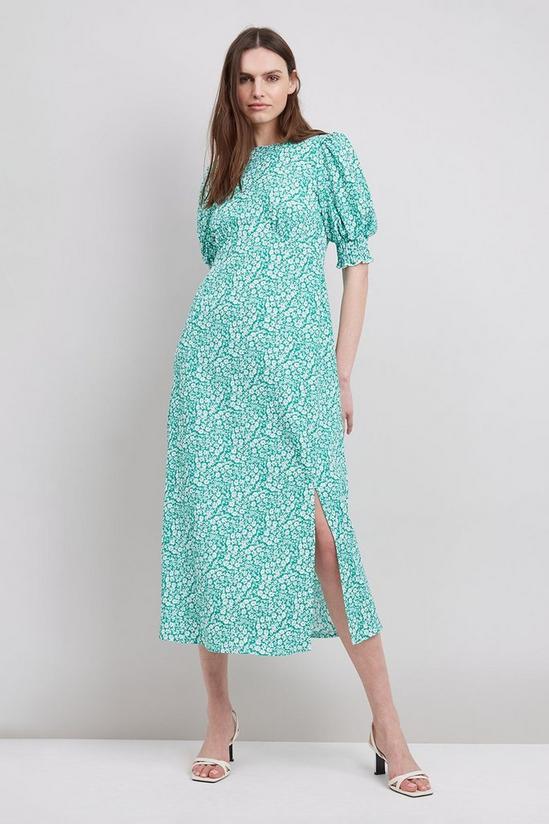 Wallis Green Daisy Puff Sleeve Midi Dress 1