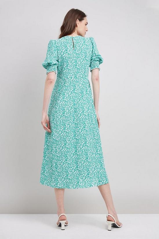 Wallis Green Daisy Puff Sleeve Midi Dress 3
