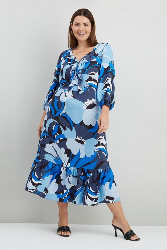 Wallis Curve Blue Floral Midi Dress 1