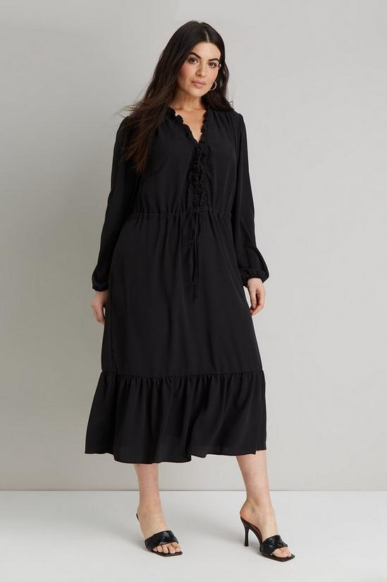 Wallis Curve Black Frill Midi Dress 1