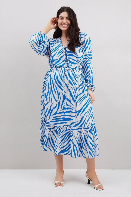 Wallis Curve Cobalt Zebra Frill Midi Dress 1