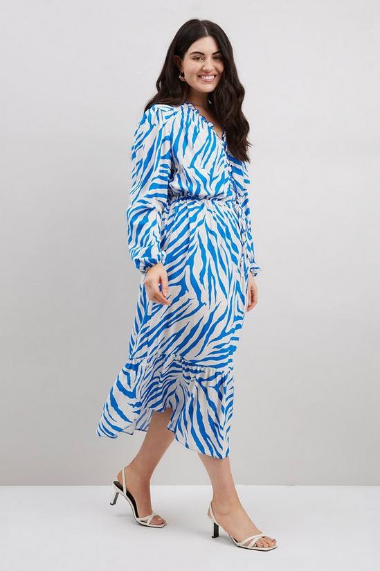 Wallis Curve Cobalt Zebra Frill Midi Dress 2