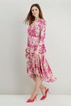 Wallis Pink Floral Flute Sleeve Wrap Dress thumbnail 2