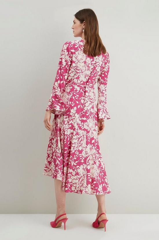 Wallis Pink Floral Flute Sleeve Wrap Dress 3