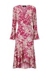 Wallis Pink Floral Flute Sleeve Wrap Dress thumbnail 5
