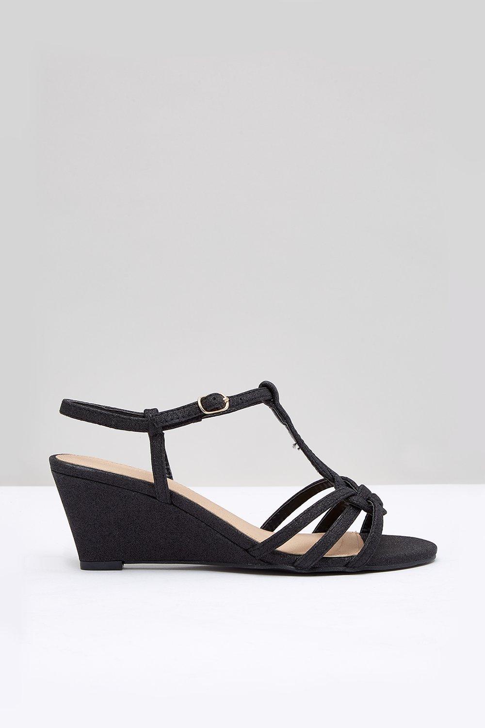 Black low wedge sandals uk online