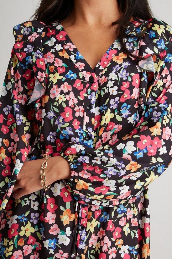 Wallis Petite Floral Print Ruffle Front Shirt Dress 4