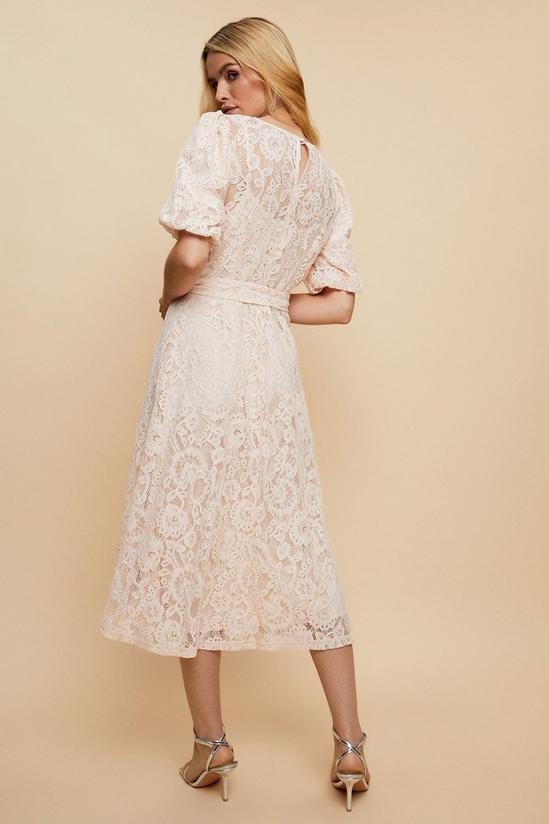Wallis Lace Puff Sleeve Belted Dress 3