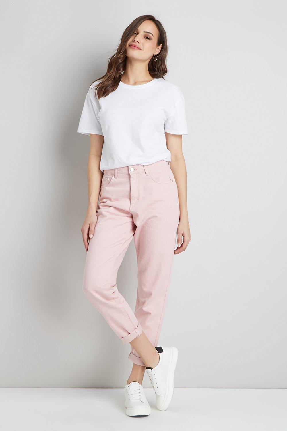 Light pink hot sale mom jeans