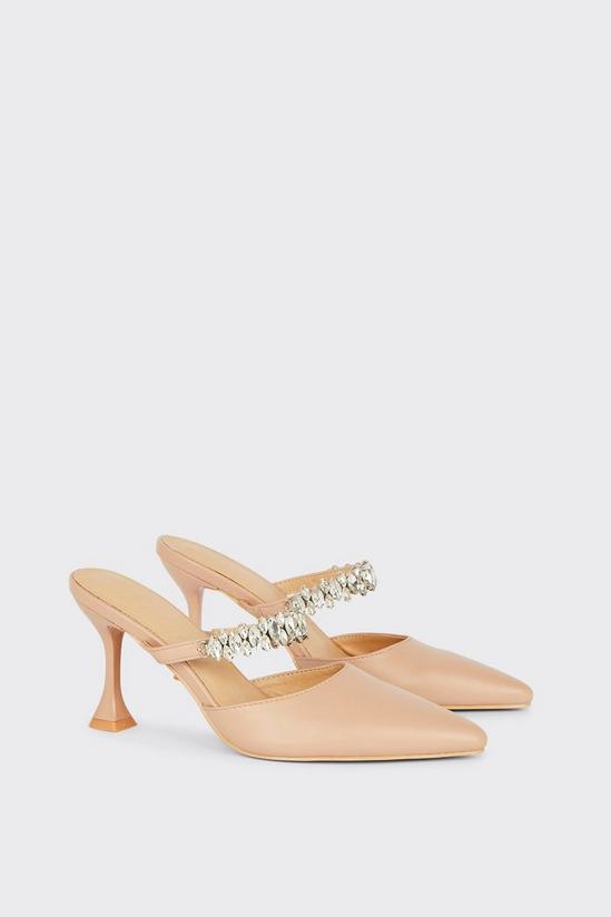 Wallis Gemima Diamante Strap Mule Court Shoes 4