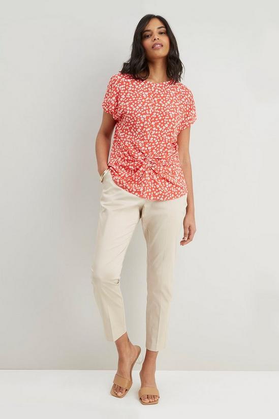 Wallis Petite Red Ditsy Knot Front Top 1