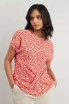 Wallis Petite Red Ditsy Knot Front Top thumbnail 2