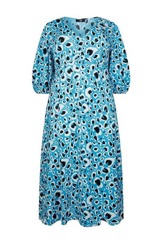 Wallis Curve Blue Animal Jersey Button Front Midi Dress 5