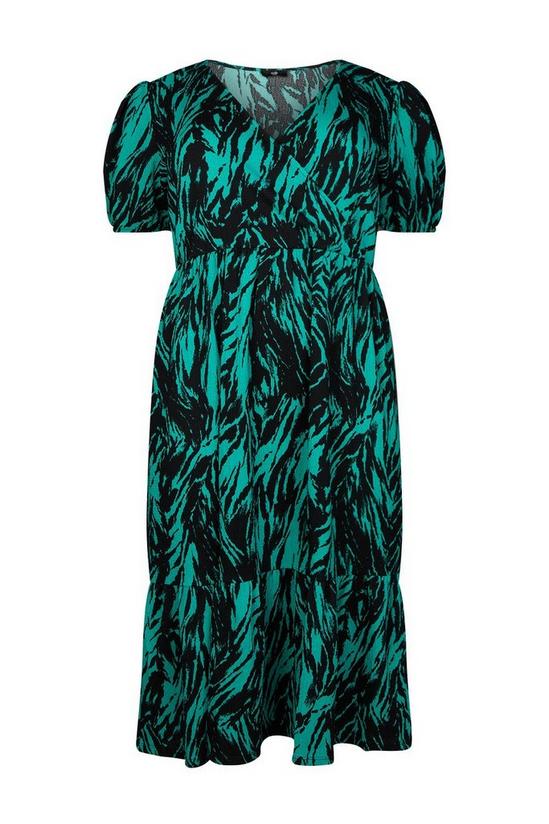 Wallis Curve Green Zebra Jersey Wrap Tiered Dress 5