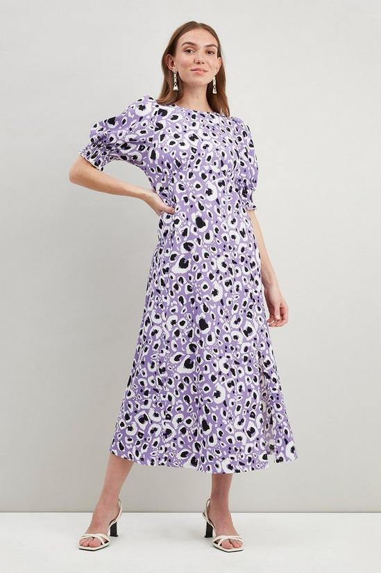 Wallis Petite Lilac Animal Jersey Puff Sleeve Midi Dress 2