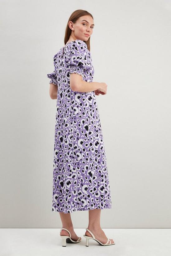 Wallis Petite Lilac Animal Jersey Puff Sleeve Midi Dress 3