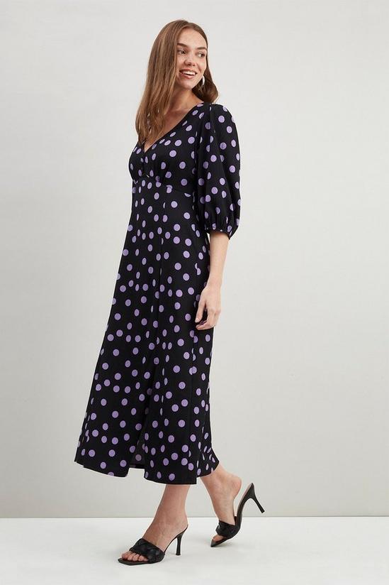Wallis Petite Lilac Spot Jersey Button Through Midi Dress 2