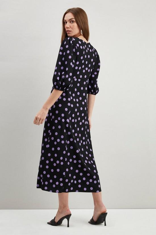 Wallis Petite Lilac Spot Jersey Button Through Midi Dress 3