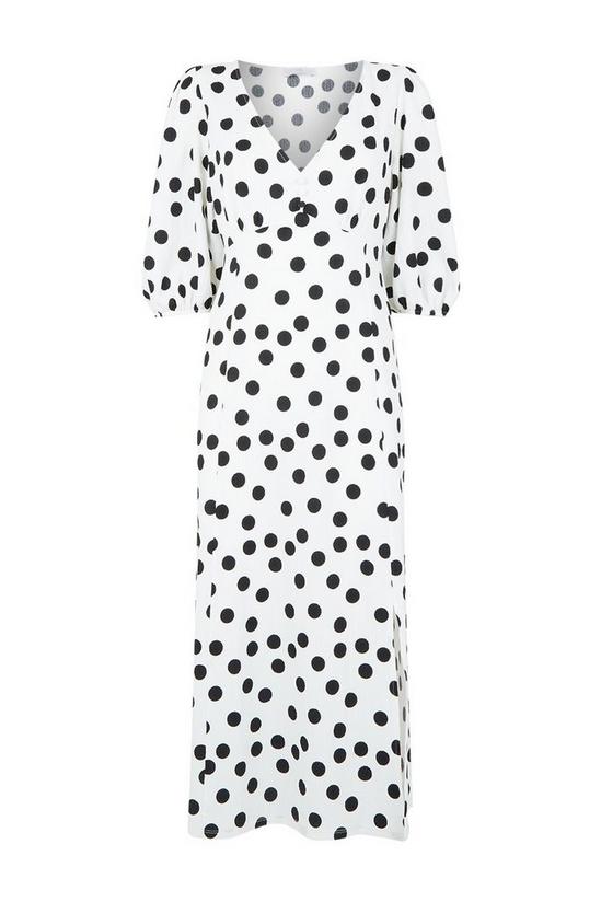 Wallis Petite Black Spot Button Front Jersey Midi Dress 5