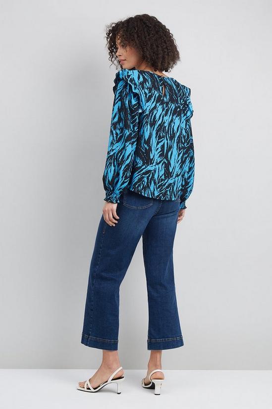 Wallis Blue Zebra Print Long Sleeve Shirred Cuff Top 3