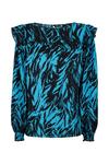Wallis Blue Zebra Print Long Sleeve Shirred Cuff Top thumbnail 5