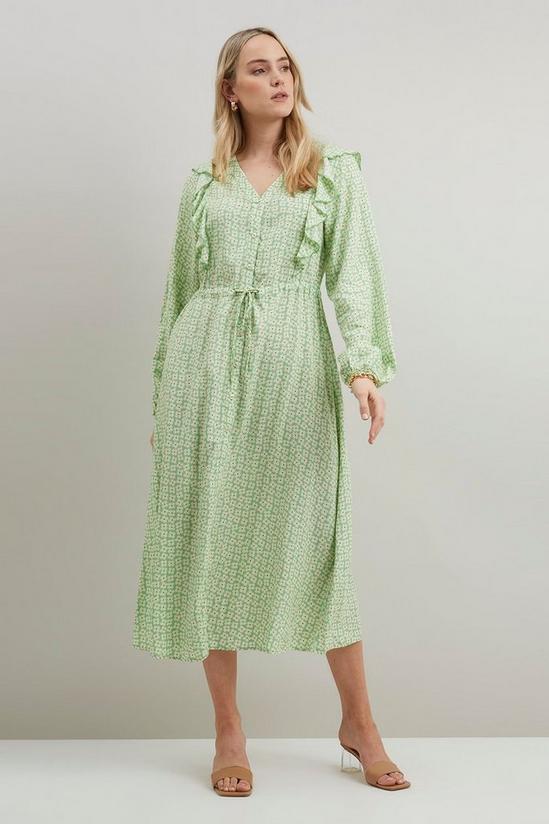 Wallis Daisy Ruffle Button Through Midi Dress 1