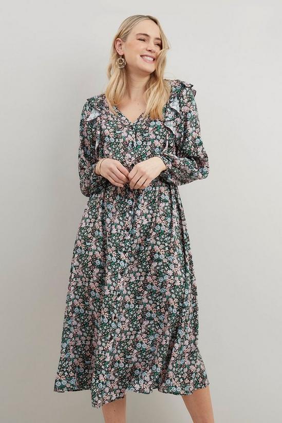 Wallis Ditsy Floral Ruffle Button Through Dress 2