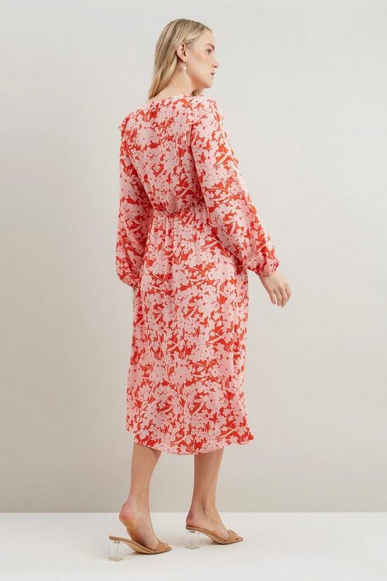 Wallis Floral Silhouette Ruffle Button Through Dress 3