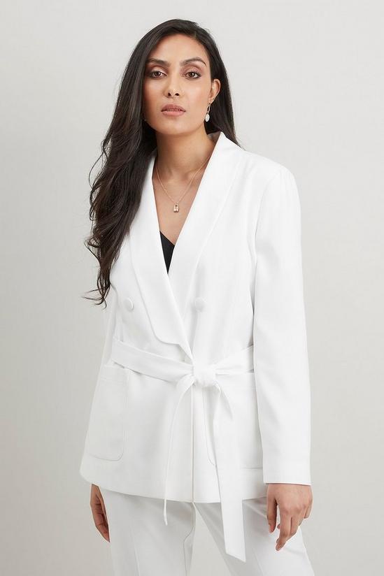 Wallis Petite Belted Double Breasted Suit Blazer 1