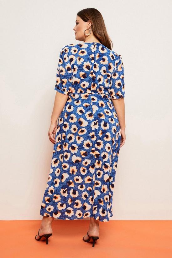 Wallis Curve Blue Poppy Mock Wrap Midi Dress 3
