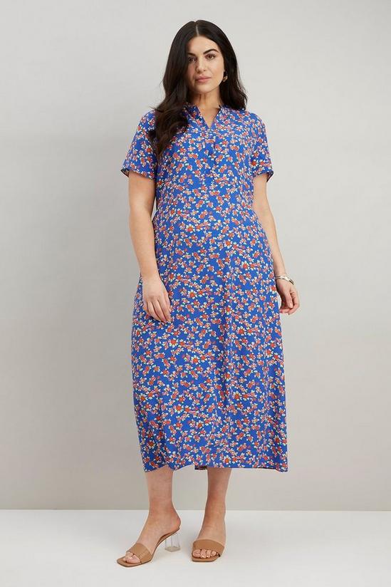 Wallis Curve Blue Floral Shirt Dress 1