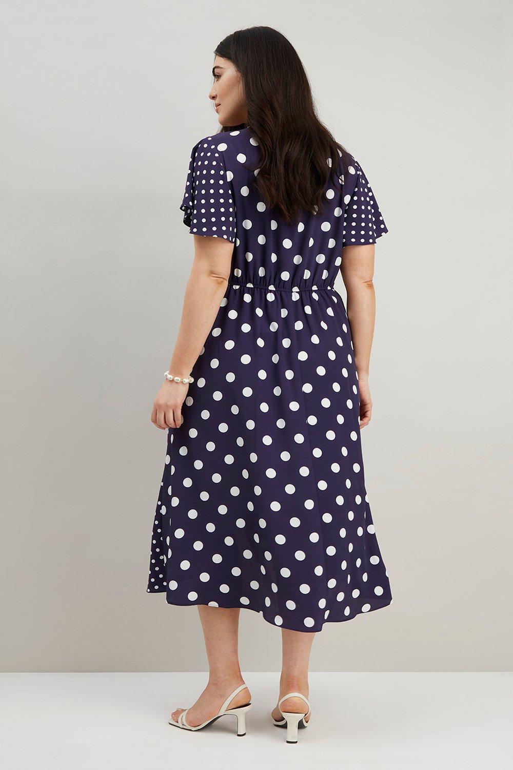 Wallis navy and outlet white spotted dress