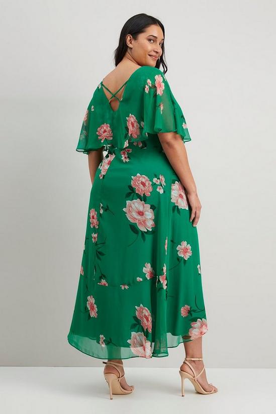 Wallis Curve Green Floral Chiffon Wrap Dress 3
