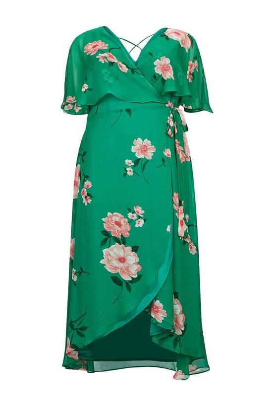 Wallis Curve Green Floral Chiffon Wrap Dress 5